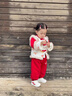班喜迪女童漢服套裝冬裝寶寶周歲禮服兒童嬰兒秋冬季新中式唐裝拜年衣服 紅色 80 曬單實(shí)拍圖