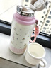 萊樞匯保溫杯316不銹鋼可愛(ài)新款女生高顏值雙飲學(xué)生兒童水杯便攜吸管杯 粉白 500ml 曬單實(shí)拍圖