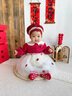 班喜迪嬰兒衣服春裝嬰幼兒連體衣寶寶包屁衣周歲禮服公主包屁裙哈衣爬服 紅色 73cm 曬單實(shí)拍圖