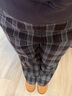 初語(yǔ)闊腿褲女2025冬季新款復古格紋加絨慵懶松弛感松緊腰休閑褲 深咖格 XL 曬單實(shí)拍圖