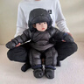 G.duck嬰兒冬裝寶寶連體衣冬季韓版洋氣嬰幼兒加厚羽絨服外出抱衣保暖服 碳黑色帶手套腳套(羽絨服） 66 cm(建議10-14斤) 曬單實(shí)拍圖