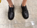 百田森布洛克雕花小皮鞋2025新款頭層牛皮系帶棕色深口單鞋 黑色 39 曬單實(shí)拍圖
