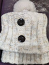 皮爾卡丹（pierre cardin）冬天加絨毛線(xiàn)帽子圍脖兩件套女士戶(hù)外包頭遮耳護脖保暖帽親子套頭 米白色 均碼有彈性54-58cm 曬單實(shí)拍圖