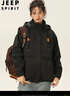JEEP SPIRIT吉普沖鋒衣外套男女款秋冬季防風(fēng)戶(hù)外情侶裝夾克男 黑色 M 曬單實(shí)拍圖