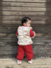 班喜迪女童漢服套裝冬裝寶寶周歲禮服兒童嬰兒秋冬季新中式唐裝拜年衣服 紅色 80 曬單實(shí)拍圖