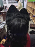 贏(yíng)夫人（Mrs win）狼耳發(fā)箍女獸耳狐貍毛絨貓咪耳朵發(fā)箍手作圣誕節頭飾 黑灰  A27-305 曬單實(shí)拍圖