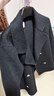 晚白【新品】冬款翻領(lǐng)呢子大衣氣質(zhì)百搭短款小個(gè)子外套羊毛大衣女 碳灰 S 曬單實(shí)拍圖