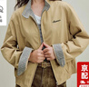 茵曼撞色格紋立領(lǐng)純棉刺繡外套2025秋女裝新款夾克上衣 卡其色 M 曬單實(shí)拍圖