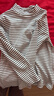 唐獅（TonLion）兒童打底上衣條紋德絨長(cháng)袖秋衣男女童保暖內衣7A抗菌 黑白 140 曬單實(shí)拍圖