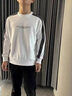 名郎（MELLEN）正品牌奢侈男士高端長(cháng)袖t恤秋季新款寬松休閑圓領(lǐng)衛衣打底衫 高檔拼接白色【現貨速達】 XL 建議【140-155斤】 曬單實(shí)拍圖