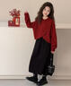 樊樹(shù)本命年12歲女孩套裝 盤(pán)扣毛衣女童連衣裙拜年套裝中大童時(shí)髦年服 紅色兩件套 140 曬單實(shí)拍圖