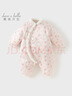 戴維貝拉（DAVE＆BELLA）新生兒夾棉爬服冬裝新款女寶寶連體服中國風(fēng)小童哈衣嬰兒睡衣 梅花印花【現貨】 80cm （建議身高73-80cm） 曬單實(shí)拍圖