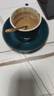 Mongdio陶瓷咖啡杯套裝拿鐵杯家用掛耳美式杯碟情侶杯碟節日禮物 金邊藏青(2杯2碟2勺+金架) 曬單實(shí)拍圖