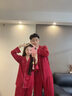 上海故事紅色女士高端睡衣春季長(cháng)袖櫻桃暗紋結婚本命年兩件套生日送女友 絲緣紅 【禮盒裝】 L 建議105-120斤 曬單實(shí)拍圖