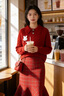 納琳雅Nalinya圣誕秋冬套裝女紅色針織連衣裙女冬季2025新款掐腰裙兩件 紅色毛衣+紅色裙褲 M298# XL 建議115-135斤 曬單實(shí)拍圖