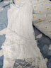 茯見(jiàn)皮衣大衣內搭蕾絲吊帶連衣裙女度假純欲辣妹風(fēng)不規則下擺開(kāi)叉裙子 白色 M 曬單實(shí)拍圖