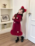 迪士尼（Disney）女童小香風(fēng)套裝裙新年紅公主裙兩件套加絨拜年服裙子140 曬單實(shí)拍圖