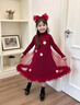 迪士尼（Disney）女童小香風(fēng)套裝裙新年紅公主裙兩件套加絨拜年服裙子140 曬單實(shí)拍圖