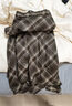 香影美拉德咖色格紋半身裙女2026春裝新款獨特別致不規則高腰裙子 咖色 M 160/64A/95-110斤 曬單實(shí)拍圖