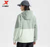 特步門(mén)店同款雙層風(fēng)衣2025春季新款連帽開(kāi)衫拼接百搭外套975128150066 薄青綠/青霧灰 S 曬單實(shí)拍圖