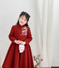 迪士尼（Disney）女童禮服長(cháng)袖連衣裙2025秋冬季新款中大童裝紅色新年洋氣刺繡長(cháng)裙 紅色【加絨款】 120 (升級款) 曬單實(shí)拍圖