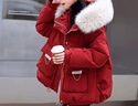 花花公子（PLAYBOY）派克羽絨棉服女紅色短款冬季24年新款韓版chic大襖加厚外套潮女裝 紅色 L 111-120斤 曬單實(shí)拍圖