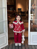 女童套裝加厚2025新款洋氣兒童衣服秋冬季小女孩國風(fēng)新年服兩件套 紅色 110 cm 曬單實(shí)拍圖