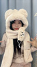 十竹帽子女冬季保暖騎車(chē)防風(fēng)帽子圍巾一體女圍巾女生圍脖連帽 米色 曬單實(shí)拍圖