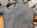 EGGKAmiu系polo領(lǐng)麻花長(cháng)袖針織衫灰色短款顯瘦上衣E25A8107AF 灰色 S 曬單實(shí)拍圖