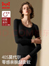貓人德絨發(fā)熱保暖內衣女情侶款莫代爾超薄修身肌底衣秋衣秋褲套裝黑XL 曬單實(shí)拍圖