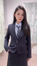 圖曼朵短款西裝外套女小個(gè)子秋季面試正裝職業(yè)裝通勤ol西服套裝裙 黑藏青色西裝套裙（外套+半裙） 【戧駁領(lǐng)版】 S 推薦90-100斤可穿 曬單實(shí)拍圖