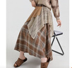 爾山集半身裙森系復古格紋女2025新款秋冬設計感不規則拼接高腰A字長(cháng)裙 咖啡色 均碼 85-130斤 曬單實(shí)拍圖