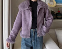 香影【咩咩絨】紫色麂皮絨短外套女2025冬季新款羊羔毛風(fēng)環(huán)保皮草 紫色 XL 170/92A/125-140斤 曬單實(shí)拍圖