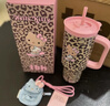 野獸派家居（tbh）保溫杯三麗鷗Hello Kitty巨無(wú)霸吸管隨行杯不銹鋼保冷杯水杯禮物 巨無(wú)霸保溫杯 經(jīng)典豹紋 (含mini收納包掛件) 1200ml (含mini收納包掛件) 曬單實(shí)拍圖