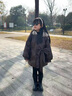 芭麥圖貓耳蝴蝶結皮衣女童加絨冬裝 咖色 110 曬單實(shí)拍圖