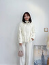 珂萊蒂爾【花瓣羽絨】2025冬新連帽絎縫休閑90鴨絨羽絨服外套女 本白色 M 曬單實(shí)拍圖