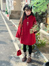 女童拜年服外套冬季2025新款兒童冬裝呢子大衣女孩新中式喜慶衣服 紅色 150 cm 曬單實(shí)拍圖
