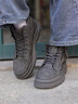 森馬馬丁靴男冬季新款百搭真皮耐磨高幫休閑板鞋戶(hù)外運動(dòng)加絨工裝棉鞋 灰色 43 曬單實(shí)拍圖
