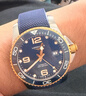 浪琴（LONGINES）手表男 康卡斯系列自動(dòng)機械腕表男士送男友禮物日期顯示防水300米 L3.781.3.96.9藍盤(pán)間金藍膠41mm 曬單實(shí)拍圖