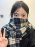 VISTIMAC復古格子圍巾女生冬季仿羊絨百搭加厚保暖長(cháng)款披肩兩用學(xué)生圍脖 黑色 曬單實(shí)拍圖