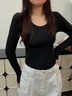 雪中飛薄蓄熱保暖內衣女士秋衣秋褲套裝熱能貼身肌底美膚衣打底衫套裝 XZFZX-22199經(jīng)典黑 L 【建議90-130斤】 曬單實(shí)拍圖