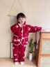 帕皮猴女兒童珊瑚絨睡衣冬季2025新款寶寶中國紅三層夾棉加絨厚小孩家居 紅色 90 碼建議1-2歲（身高85左右） 曬單實(shí)拍圖
