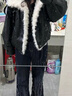 AAISUP美式皮毛一體加厚保暖外套女士冬季新款氣質(zhì)百搭環(huán)保皮草夾克棉服 黑色 M 曬單實(shí)拍圖