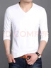 傲萬(wàn)純棉長(cháng)袖T恤男v領(lǐng)韓版純色內搭修身彈力男白色秋衣打底衫衣服 灰色 2XL 曬單實(shí)拍圖