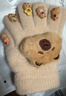 愛(ài)寶適兒童手套冬季保暖寶寶五指手套女童毛絨針織美甲分指套卡其熊T237 曬單實(shí)拍圖