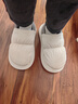 樸西兒童棉拖鞋女童包跟防水羽絨布棉鞋室內家居防滑寶寶保暖棉鞋女 米白色 36-37 （成人碼）（適合35-36） 曬單實(shí)拍圖