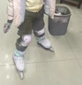 小狀元兒童輪滑鞋3-6歲男童女童溜冰鞋全閃尺碼可調節體育課適用紫S 曬單實(shí)拍圖