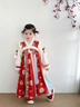 今兮古兮古月家漢服女童冬兒童國風(fēng)仙氣加絨表演襦裙女孩紅色連衣裙拜年服 襦裙 100 曬單實(shí)拍圖