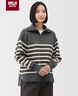 MUJI女式 米蘭諾羅紋編織 半拉鏈毛衣 深灰色條紋 S 曬單實(shí)拍圖