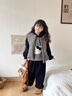 G.duck女童秋冬裝套裝2025新款時(shí)髦寶寶加保暖厚衣服兒童冬季韓系三件套 單件格子夾棉馬甲 90 cm 曬單實(shí)拍圖